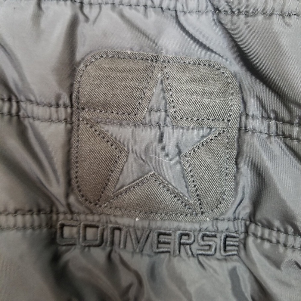 CONVERSE Men Zip Up Puffer Bomber Jacket Sz M Black Casual City - Picture 4 of 5